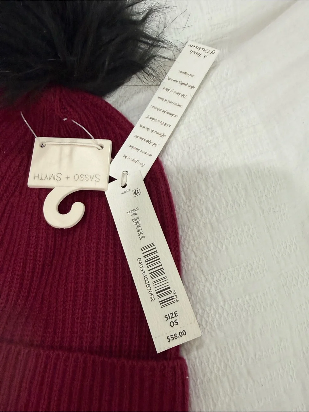 Pom Beanie Hat in Burgundy with Black Pom